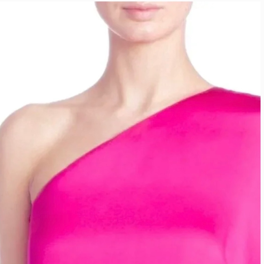 Ralph Lauren Black Label Pink One Shoulder Givanna Blouse, Size 8